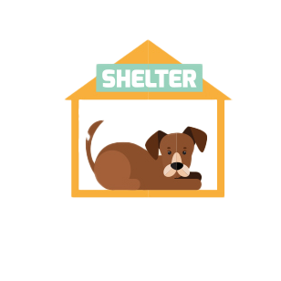 Dog in a shelter icon.