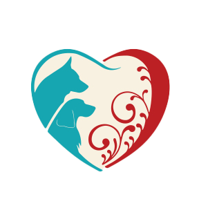 Heart with two dogs icon.