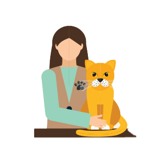 Woman holding cat icon.