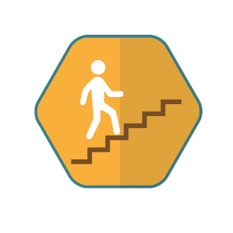 Going up stairs icon.