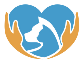 Pet Porter Pals logo with heart of a dog and a cat in hands only.